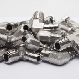 LTWFITTING 90 Degree Elbow Stainless Steel 316 Barb Fitting 5/16" ID Hose x 1/4" Male NPT Air Gas (Pack of 5)