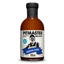True Made Foods Pitmaster Memphis Sweet Barbecue Sauce - True Pitmaster Memphis-Style BBQ Flavor, No Sugar Added, Keto, Whole30 & Paleo Friendly - 18oz, 3 Pack - Ideal for Ribs, Pork, Chicken and Steaks