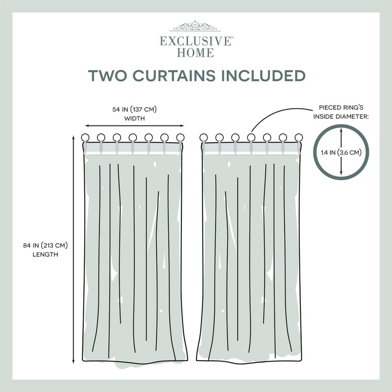 EXCLUSIVE HOME Hawkins Sheer Bronze Ring Top Curtain Panels, 54"x84",