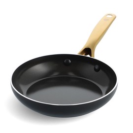 Blue Diamond 8" Nonstick Frying Pan Skillet, Diamond Infused PFAS & PTFE-Free Ceramic Pot, Dishwasher & Oven Safe, Gold Handle, Induction, Non Toxic Metal Utensil Safe, Egg & Omelet Pan, Black