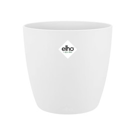 elho Brussels Round 20 - Flower Pot for Indoor - 100% recycled plastic - Ø 20.0 x H 18.7 cm - White/White