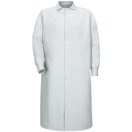 Red Kap Men's Gripper Front Spun Polyester Pocketless Butcher Coat With Knit Cuffs, White, 2X-Large