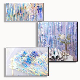 ZYOOO Pack of 2 Foil Curtains Colourful Rainbow Metallic Tinsel Curtains for Party Birthday Wedding Decoration
