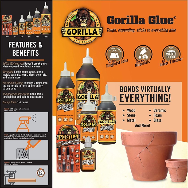 Gorilla Glue Adhesive, 2-Ounces #50001, 2 Oz, Tan
