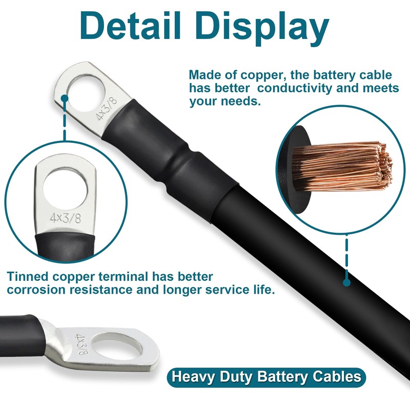 ZONBANG 4 AWG Battery Cable with 5/16 inch Terminals, Copper