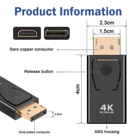XINXINGDINGSHENG 2PCS Display Port to HDMI Adapter, 4K/30HZ DP to HDMI Converter, HD Gold-Plated Display Port to Hdmi Adapter, Compatible with HDTV, Monitor, Projector, Laptop, Desktop