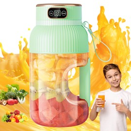 2024 New Multifunctional Portable Juicer Cup, Portable Juicer Blender with Digital Display, Portable Juicer Blender for Fruit and Vegetable Milkshake Smoothies Small Travel Blender (Green)