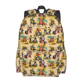 Droerfes Western Cowboy Backpack School Bag Lightweight Bookbag Laptop Travel Daypack For Girls Boys Teens