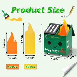 PUNICA 2 Set Dumpster Fire Pencil Holder with 100 Pcs Flame Note Cards, Funny Office Desk Accessories Decor, Great Gifts for Coworkers Teacher - Green (Already Assembled)