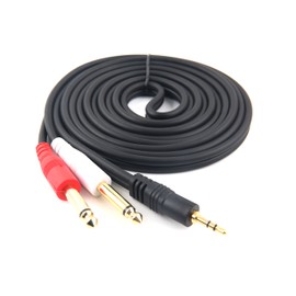 Devinal Stereo Audio Cable TRS Male 3.5mm (1/8") to Two 1/4" TS Mono Male Y Splitter - Gold Plated Durable 3 Meters