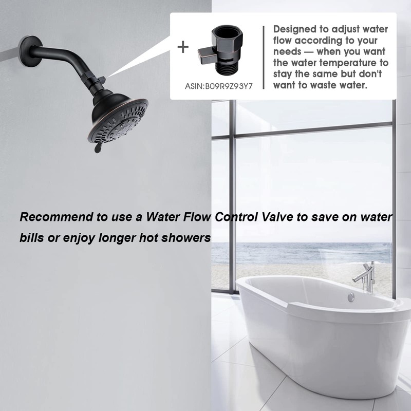 BRIGHT SHOWERS Shower Head High Pressure Rain Showerhead 5 Spray