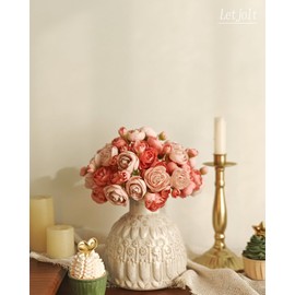 Letjolt Ranunculus Artificial Flower 18 Pcs Pink Silk Ranunculus Wedding Bouquet Engagement Centerpieces Arrangements Bridal Shower Decorations Home Decor, Deep Pink