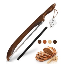 indirewash 16.5” Bread slicer for Homemade Bread, Serrated Bread Knife for homemade bread with Bow Design, Premium Bread Knife, Bread Slicer, Bread Cutter for Bagels, Baguettes, Dark Brown Color