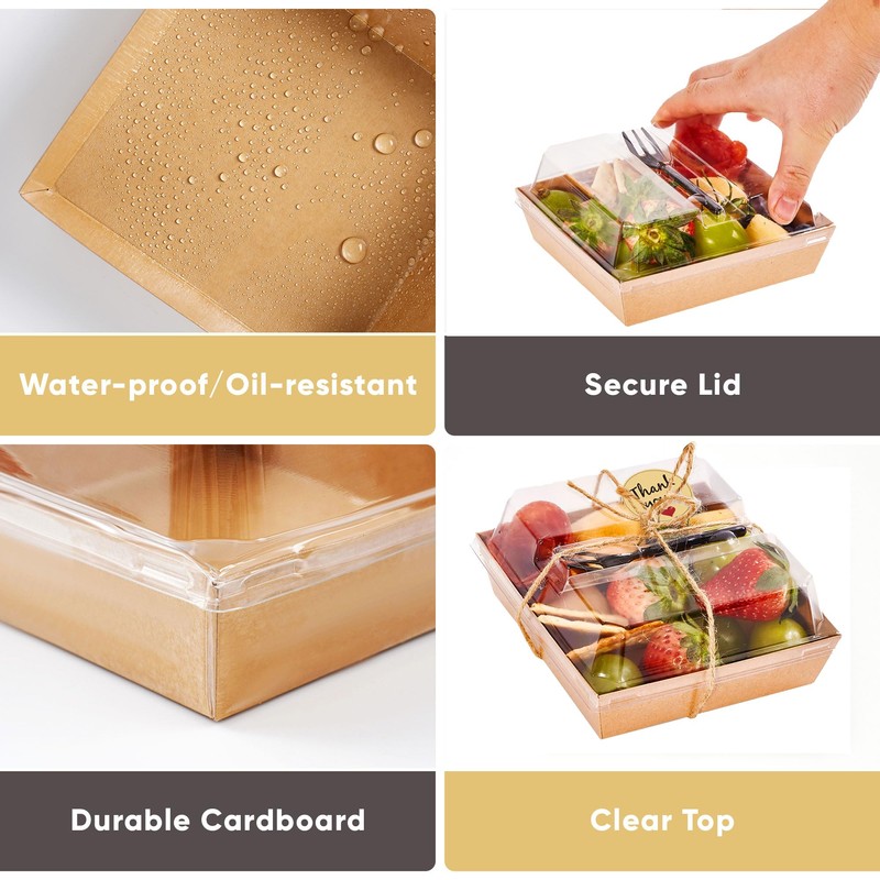 Leafiew 50 Pack Small Charcuterie Boxes with Clear Lids and