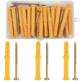Mbsomnus 32Pcs Wall Plugs and Screws Set (16Pcs Concrete Screws 16Pcs Expansion Pipe Anchor Bolts) M10 Screws and Wall Plugs Assorted Set for Brick Masonry Concrete Drywall Plugs -M10X80mm