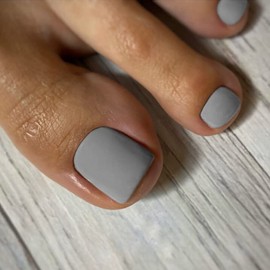 KXAMELIE Press on Toenails Spring Summer Toenails False Nails Short Toenails with Orange White Daisy Flowers for Women Girls Nail Art (Matte Grey)