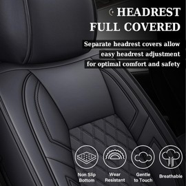 Coverado Tundra Seat Covers, Back Leather Car Seat Covers for Trucks, Automotive Seat Covers Protector Custom Fit 2007-2021 Toyota Tundra(Rear Seat Cover/Black)