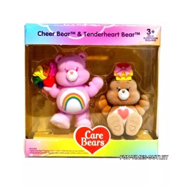 carebears Care Bears Flocked Figures Pack Of 2 Cheer Bear and Tenderheart Bear Collectible