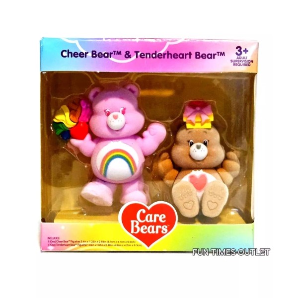 carebears Care Bears Flocked Figures Pack Of 2 Cheer Bear