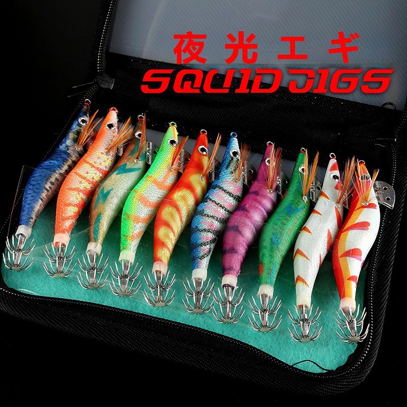 Squid Fishing Set, 3.0, No. 3.5, Set of 10, Flash