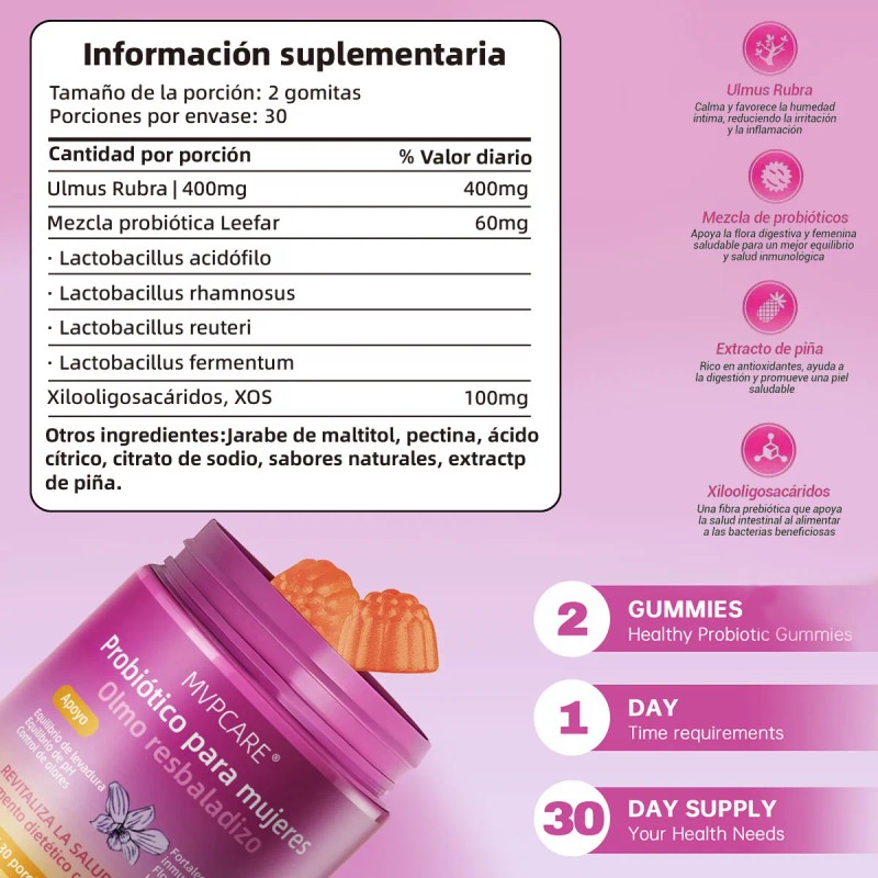 Gomitas Probioticos Vaginales Veganas Para Mujer 60 Unidades