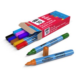 Show-Me Whiteboard Pens, Marker Pens For Whiteboard, Long-Lasting Whiteboard Markers With Easy-Fit Lids, Comfortable & Safe Dry Wipe Markers With Anti-Splay Nibs - Fine, 10PK