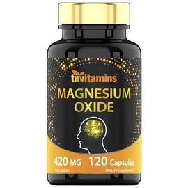 tnvitamins Óxido de magnesio 420 mg - 120 cápsulas  Suministro para 4 meses  100 del valor diario de óxido de magnesio en una cápsula  Óxido de...    