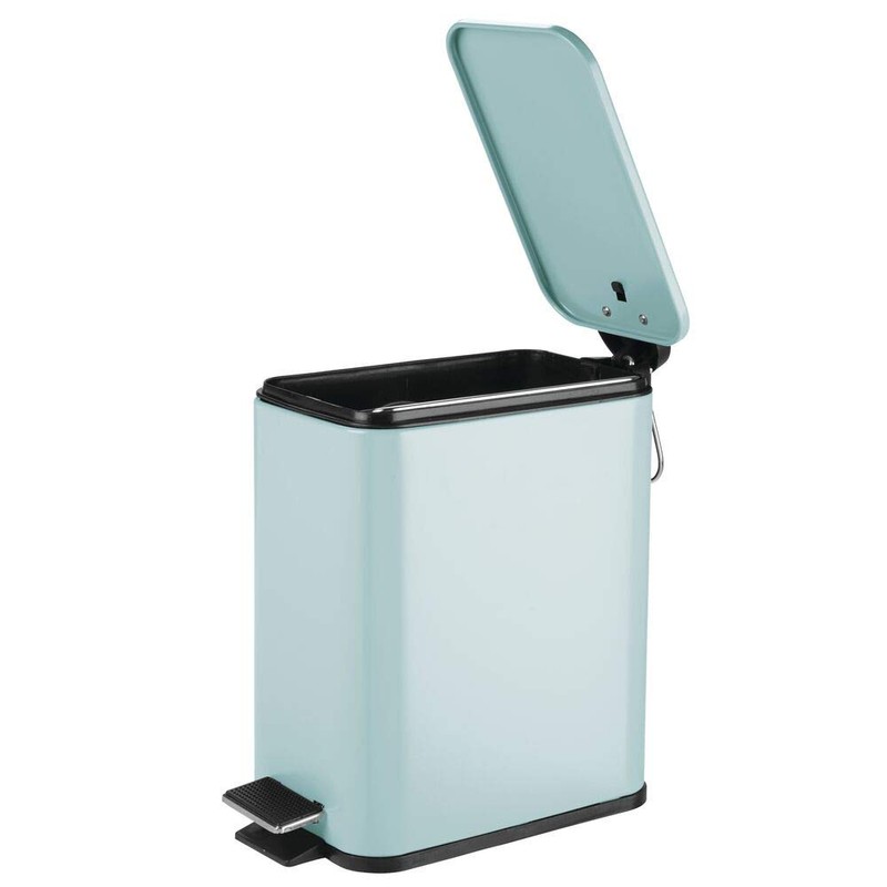 mDesign Slim Metal Rectangle 1.3 Gallon Trash Can with Step