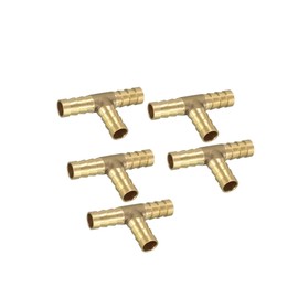 Motoforti 3/8" 10mm Brass Barb Hose Fitting Tee T 3 Way Barbed Connector 5pcs Long-lasting