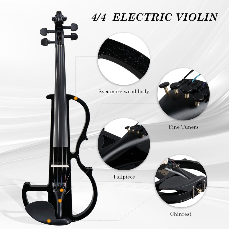 Ktaxon Full Size Electric Violin, 4/4 Acoustic Silent Electric Violin