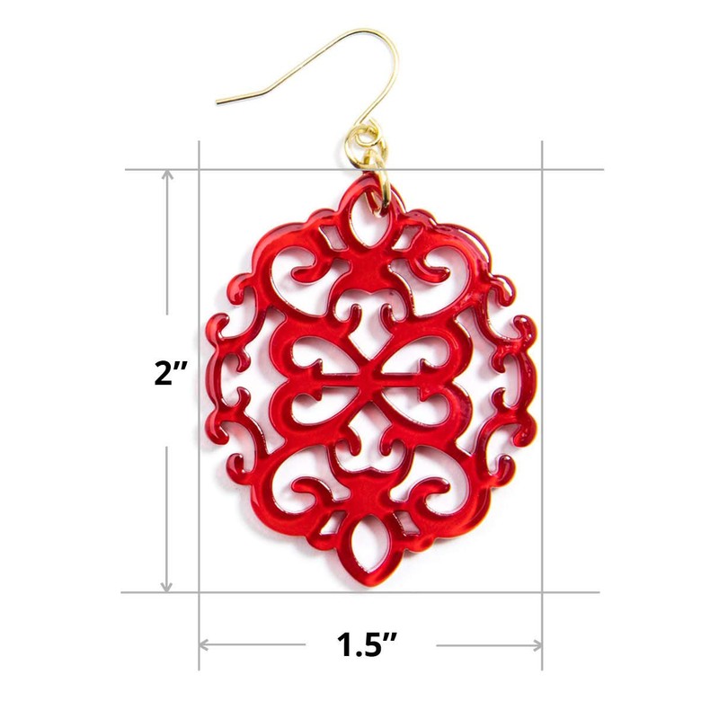 ZENZII Modern Damask Pattern Resin Earring (Bright Orange)