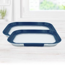 Livington Flex & Fresh Food Storage Plates, Set of 2, More Space Thanks to Stretchy Lid, Dishwasher Safe, Click Lock and Sealing Ring, Stackable, Keeps Food Fresh for a Long Time