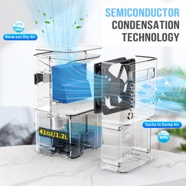 Small Dehumidifier for Home,41OZ Portable Mini Dehumidifier with Hygrometer & Fahrenheit Dispiay,Auto-Off and Coloured LED Night Light,Ultra Quiet Dehumidifier for Bedroom Bathroom Wardrobe (≤250sqft)