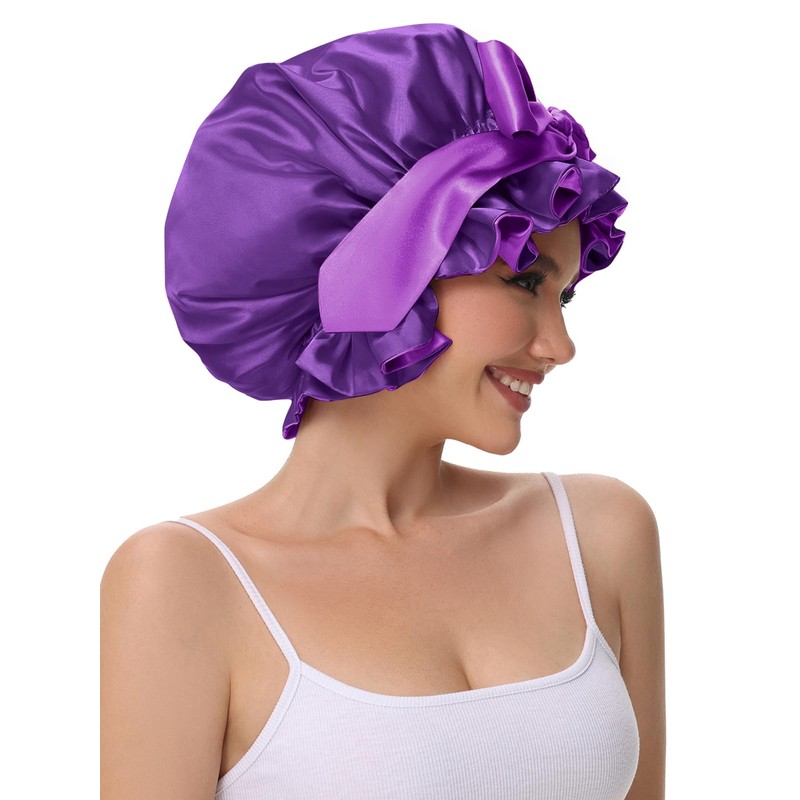 Vettres Cute Adjustable Silk Bonnet for Sleeping Double Layer Satin