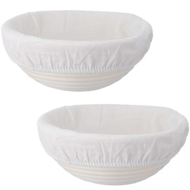 2-Pack Sourdough Bread Proofing Basket & Banneton Bread Proofing Basket Set with Liners, 8" Round Rattan Dough Bowls (7.87"x3.15") for Artisan Baking
