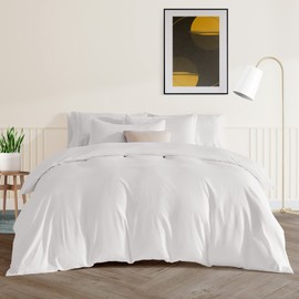 Sonive Duvet Cover Set Full/Queen Size,Soft Brushed Microfiber Bedding Comforter Sets 3 Pieces with Zipper Closure,8 Corner Ties Breathable Duvet Cover Lightweight for All Season White