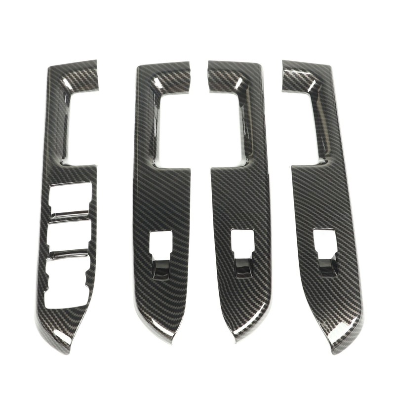 4 Pcs Door Window Control Panel Cover Carbon Fiber Style