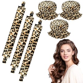 Locken Ohne Hitze, 3 St√ºck Heatless Curls Set Lockenwickler, Neu Rutschfest Heatless Curls, Heatless Curls Silk Haarcurler f√ºr Kurzes, Mittleres, Langhaarm√§dchen, DIY Overnight Curls(Leopardenmuster)