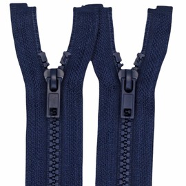 MebuZip 2PCS #5 28 Inch Separating Jacket Zippers Resin Zipper Molded Plastic Zippers Bulk for Sewing Coat Jackets Clothes (Navy Blue)