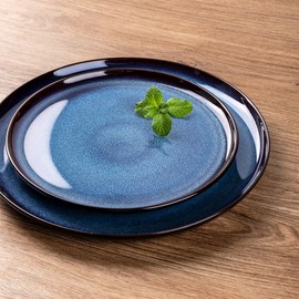 LERATIO Ceramic Dinnerware Sets for 4,12 Pieces Poreclain Plates and Bowls Sets,Scratch Resistant Dishes,Dishwasher & Microwave Safe,Oven Safe Dishes Set,Service for 4 - Blue