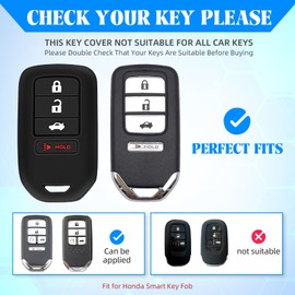 QBUC 2Pcs for Honda Key Fob Cover, fits for Honda HR-V Pilot Odyssey LX EX 2014 2015 2016 2017 2018 2019 2020 2021 2022 Key Protector Silicone Rubber Accessories 4 Buttons (Black+Black)