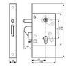 KeyMet F-60 Hook Mortice Lock for Sliding Door Lock for