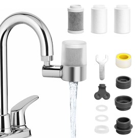 BREADEEP Sink Water Filter Faucet, 720 ° Rotating Kitchen Faucet Water Purifier, Bathroom Faucet Filter Removes Chlorine Fluoride Heavy Metals Hard Water for Home, Kitchen & Bathroom