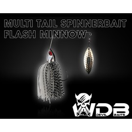 Wild Devil Baits Multi Tail Spinner Bait Artificial Bait Spin Jig Fishing Lure Bass Pike Zander (Flash Minnow, 15 g)