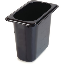 Carlisle FoodService Products Storplus Food Storage Container Food Pan, Chafing Pan for Catering, Buffets, Restaurants, Polycarbonate (Pc), 1/9 Size 6 Inches Deep, Black, (Pack of 6)