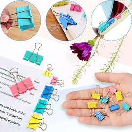 JENWUN Paper Clips, Binder Clips, 240 Pieces Colorful Paper Clips Set with Paper Clips, Paper Clips, Rubber Bands for Documents, Office, School Supplies