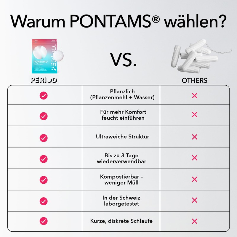 PERIOD PONTAMS Soft Tampons for Women - 3 Day Reusable