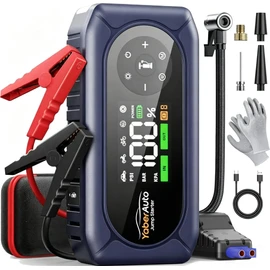 YaberAuto Jump Starter with Air Compressor 4500A 150PSI Portable Car Battery Jump Starter (9L Gas/8L Diesel), 12V Jump Box for Battery Car Jumper Starter with Jumper Cables, Insulated Gloves, Lights