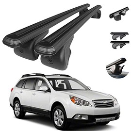 OMAC Roof Rack Cross Bar Set for Subaru Outback 2010-2014 Black - Car Rooftop Rail Crossbars 165 Lbs Load Adjustable Anti-Theft Keyed Locking 2 Pcs - Carrier for All Your Cargo Luggage Kayak