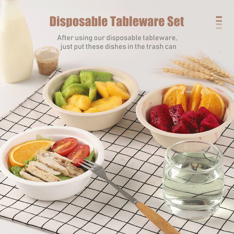 50PCS Disposable 9 Inch Plates Disposable Compostable Paper Tableware Set